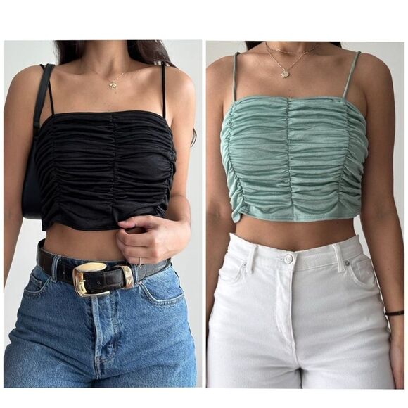 Summer crop top bundle sky blue and black camisole - Picture 6 of 6